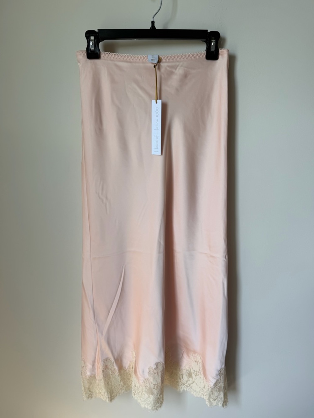 House of Harlow 1960 pink lace trim midi slip skirt
